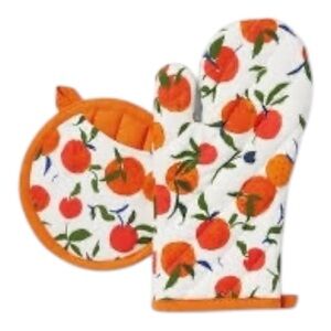 Opalhouse Citrus Orange Kitchen Towel Oven Mitt & Potholder Set NWT